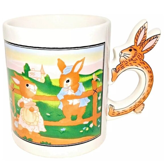 Peter Rabbit Bunny Handled Mug Ceramic Cup Easter Bunnies Art Mark NEW - Picture 1 of 6